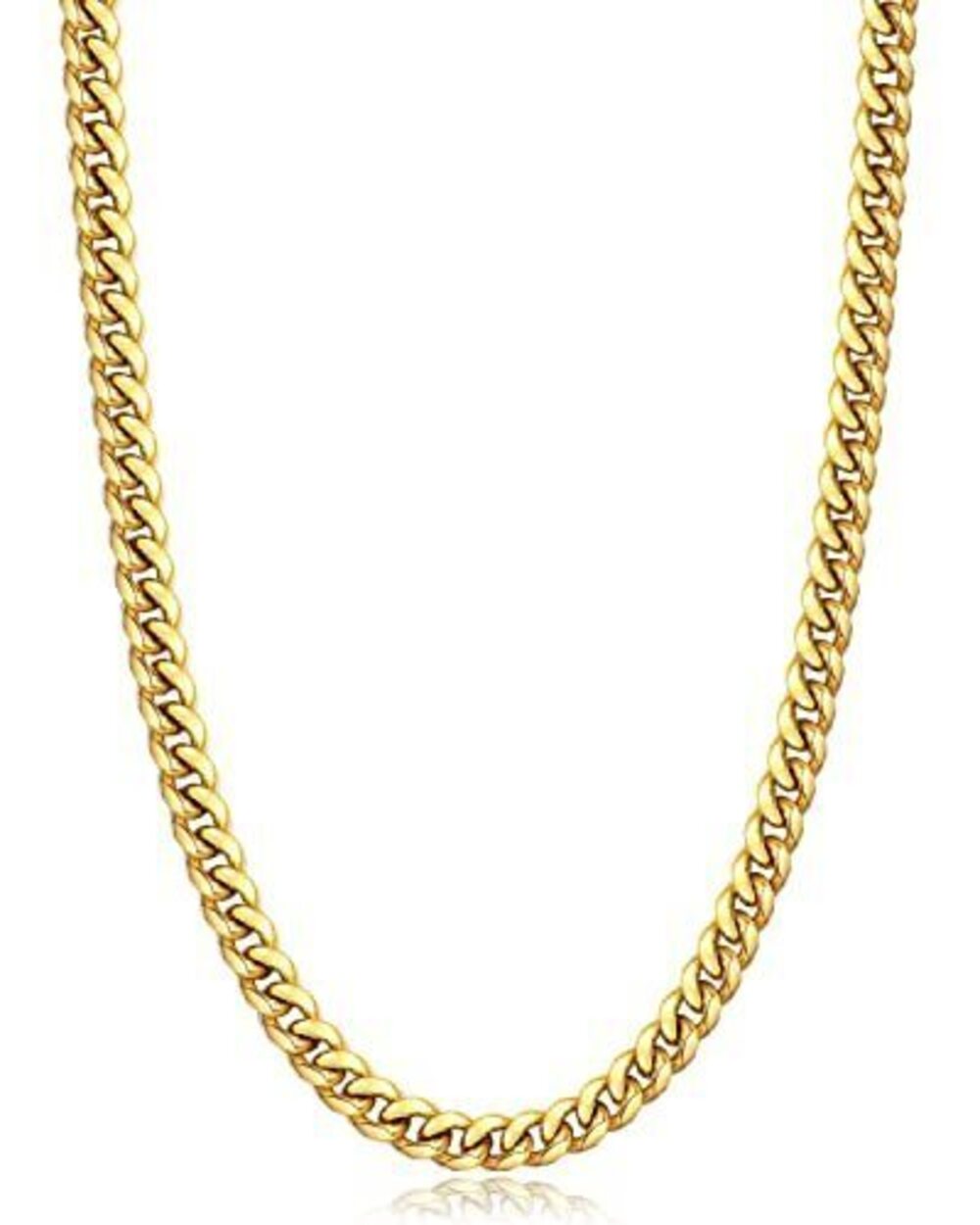 2145 Gold Chain , 6mm Necklace Cuban Link Chain Necklace , 18K Gold Plated